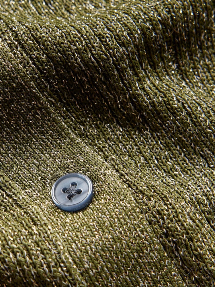 Boden Green Sparkle-Rib Collared Cardigan - Image 6 of 6