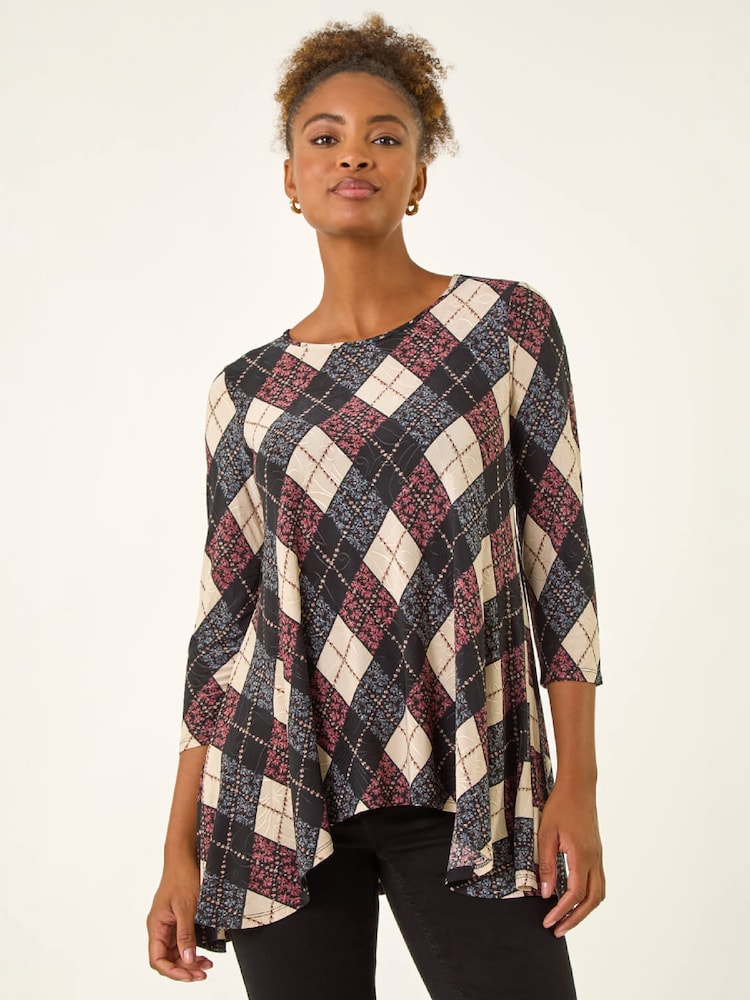Roman Pink Jacquard Print Tunic Top - Image 2 of 5 Roman Pink Jacquard Print Tunic Top - Image 2 of 5