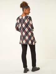 Roman Pink Jacquard Print Tunic Top - Image 3 of 5