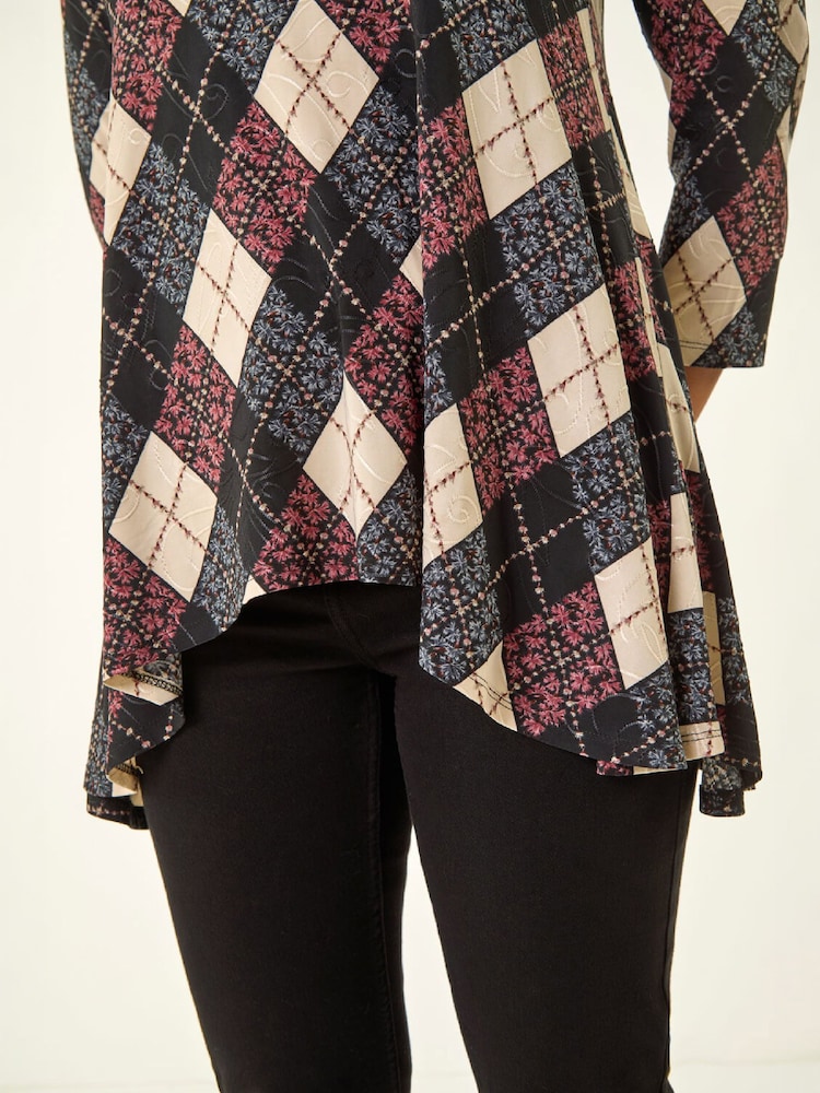 Roman Pink Jacquard Print Tunic Top - Image 5 of 5 Roman Pink Jacquard Print Tunic Top - Image 5 of 5