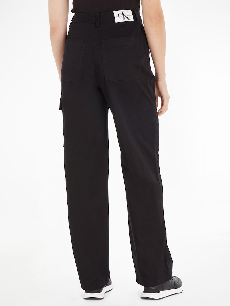 Calvin Klein Jeans High Rise Straight Twill Trousers - Image 2 of 6 Calvin Klein Jeans High Rise Straight Twill Trousers - Image 2 of 6