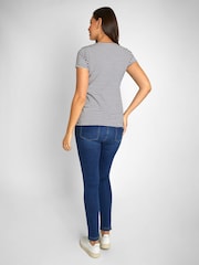JoJo Maman Bébé Blue White Stripe & Navy Blue 2-Pack Maternity & Nursing T-Shirts - Image 4 of 10