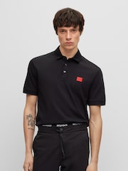 HUGO Black Cotton Box Logo Pique 100% Cotton Polo Shirt - Image 1 of 5