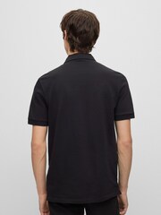 HUGO Black Cotton Box Logo Pique 100% Cotton Polo Shirt - Image 2 of 5