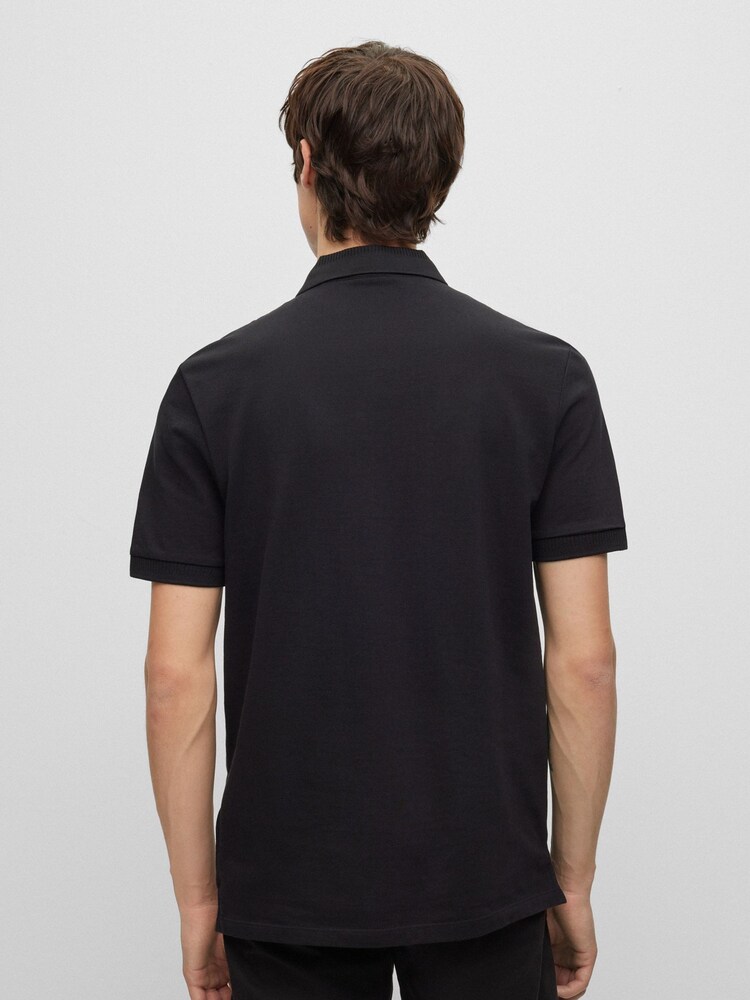 HUGO Black Cotton Box Logo Pique 100% Cotton Polo Shirt - Image 2 of 5