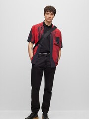 HUGO Black Cotton Box Logo Pique 100% Cotton Polo Shirt - Image 3 of 5