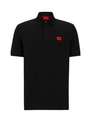 HUGO Black Cotton Box Logo Pique 100% Cotton Polo Shirt - Image 5 of 5