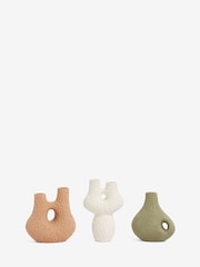 Set of 3 Natural Sculptural Scandi Ceramic Bud Vases - Image 3 of 4