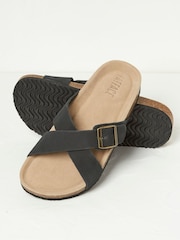 FatFace Lois Black Cross-Over Footbed Sandals - Image 2 of 3