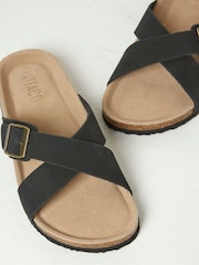 FatFace Lois Black Cross-Over Footbed Sandals - Image 3 of 3
