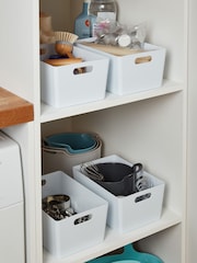 Wham Set of 4 White Studio Medium Rectangle Deep Plastic Storage Baskets - Image 1 of 2