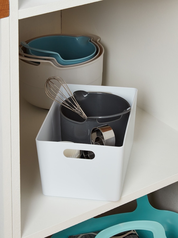 Wham Set of 4 White Studio Medium Rectangle Deep Plastic Storage Baskets - Image 2 of 2