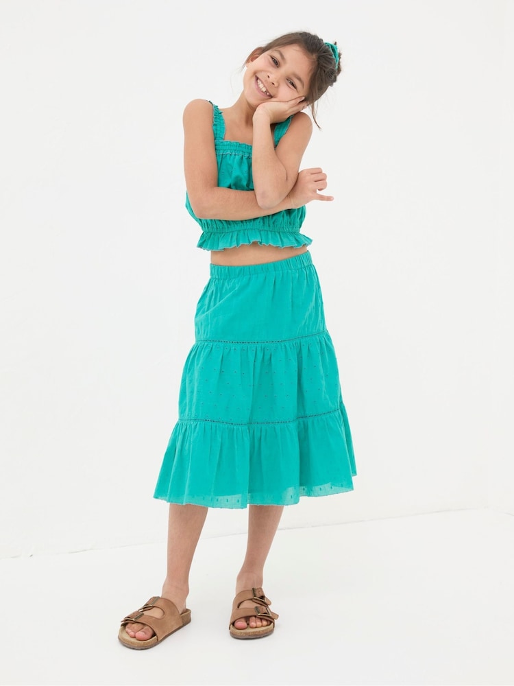 FatFace Broderie Green Skirt & Top Set - Image 1 of 4 FatFace Broderie Green Skirt & Top Set - Image 1 of 4