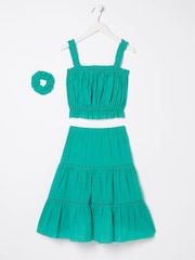 FatFace Broderie Green Skirt & Top Set - Image 4 of 4