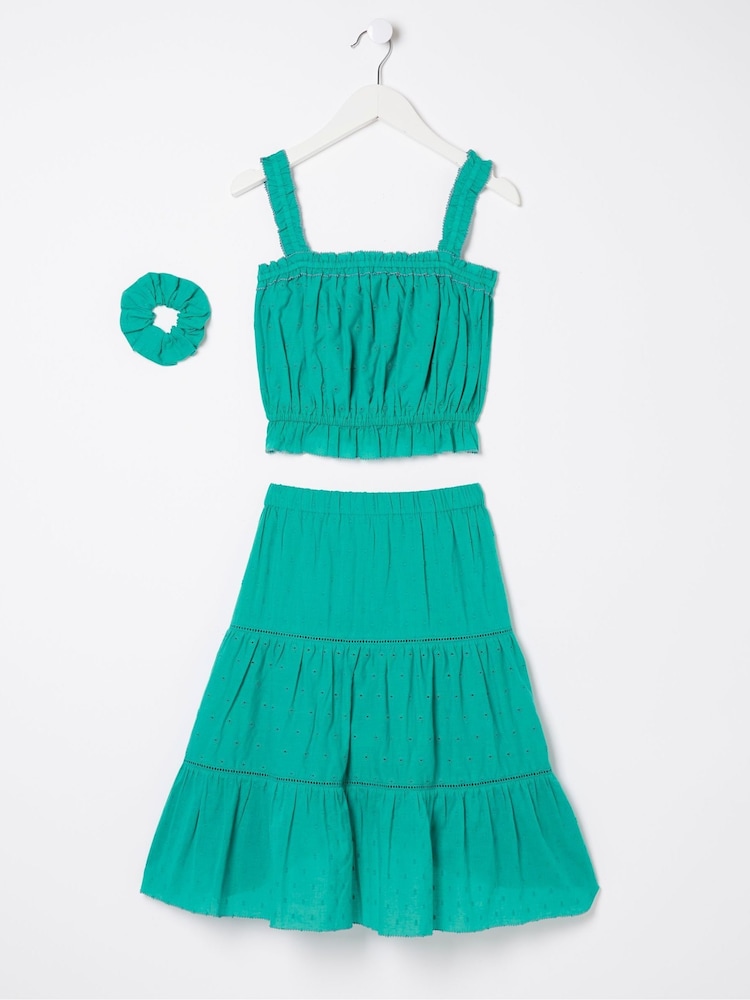 FatFace Broderie Green Skirt & Top Set - Image 4 of 4 FatFace Broderie Green Skirt & Top Set - Image 4 of 4