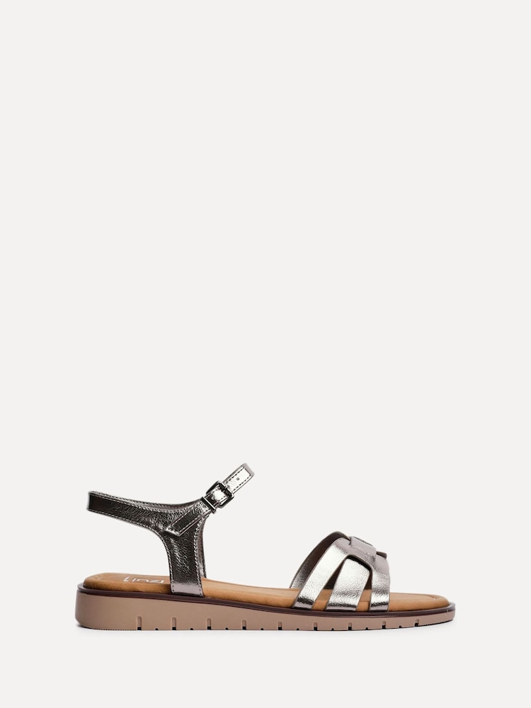 Linzi Silver Isabel Two Part Flat Sandals - Image 2 of 5