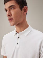 White Knitted Polo Shirt - Image 1 of 8