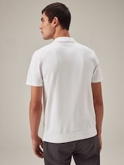 White Knitted Polo Shirt - Image 4 of 8