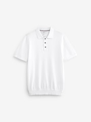 White Knitted Polo Shirt - Image 6 of 8