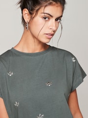 Grey Short Sleeve Gem Diamanté T-Shirt - Image 4 of 6