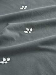 Grey Short Sleeve Gem Diamanté T-Shirt - Image 6 of 6