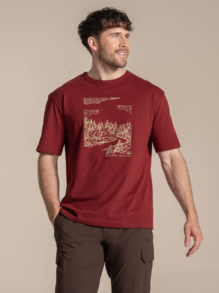Craghoppers Red x National Trust Sabden II Short Sleeved T-Shirt - Image 1 of 3 Craghoppers Red x National Trust Sabden II Short Sleeved T-Shirt - Image 1 of 3