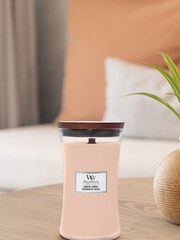 Woodwick Pink Large Hourglass Scented Candle with Crackle Wick Sunset - Image 1 of 2