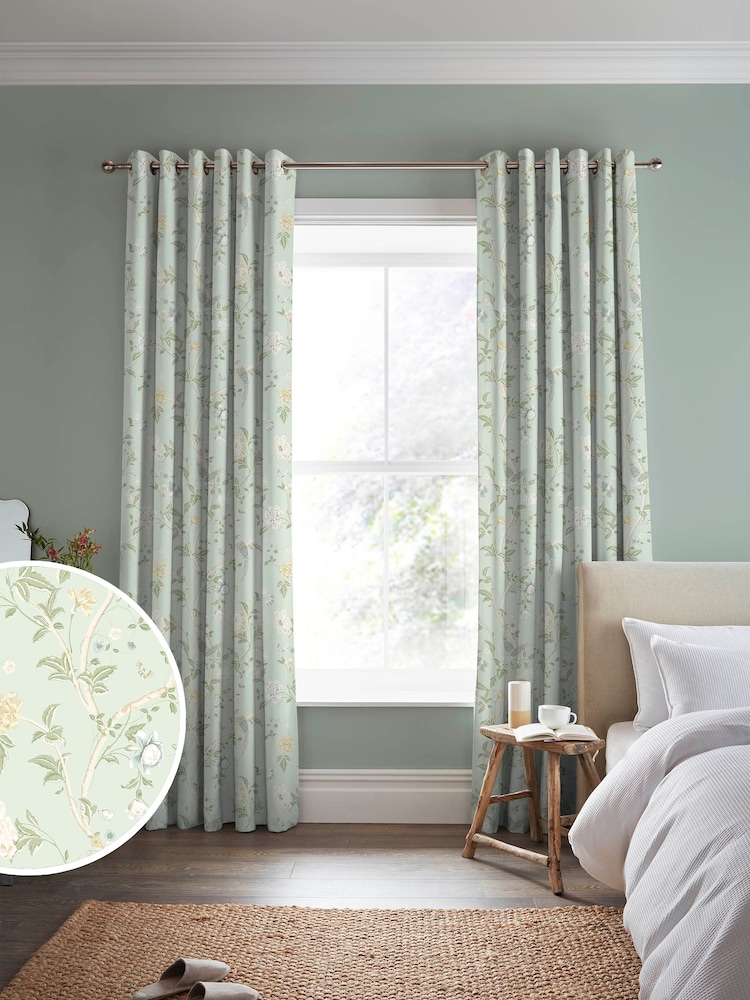 Laura Ashley Eau De Nil 100% Cotton Summer Palace Made to Measure Curtains - Image 1 of 6