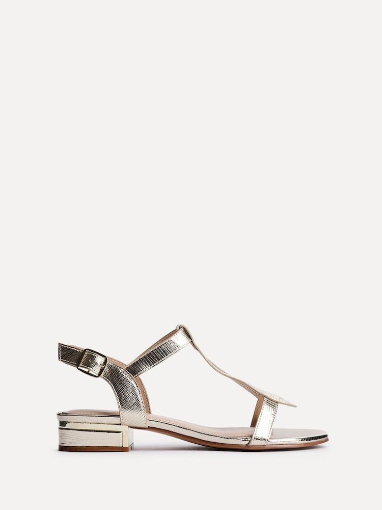 Linzi Gold Deluxe Wide Fit T-Bar Sandals - Image 2 of 4