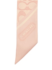 COACH Pink Vitage Signature C Printed Silk Skinny Scarf - Image 4 of 4