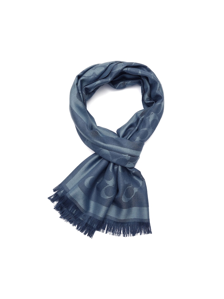 COACH Blue Bias Signature C Oblong Scarf - Image 2 of 4