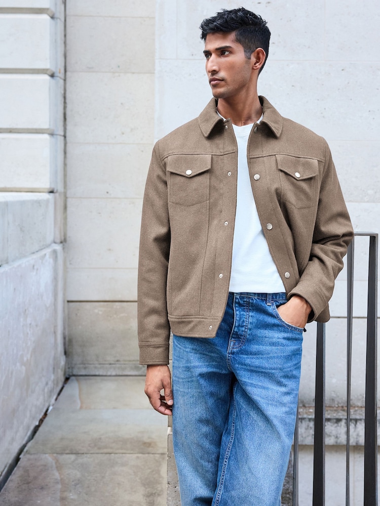 Brown Borg Lined Western Jacket with Wool - Image 1 of 11