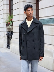 Khaki Green Soft Touch Peacoat with Wool - Image 1 of 9
