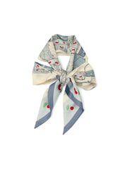 COACH Blue Tabby Cherry Printed Silk Wide Skinny Scarf - Image 2 of 4