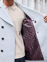Light Grey Soft Touch Peacoat with Wool - Image 3 of 9