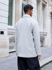 Light Grey Soft Touch Peacoat with Wool - Image 4 of 9