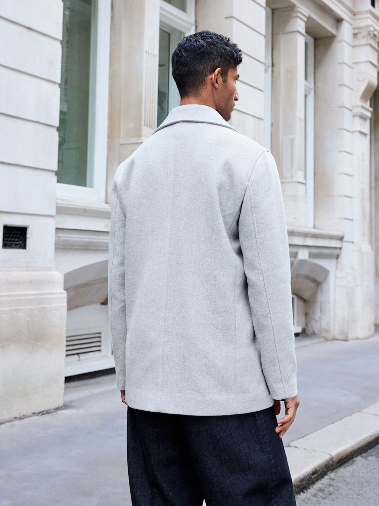 Gris clair - Soft Touch Peacoat with Wool - Image 4 of 9