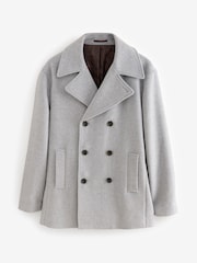 Light Grey Soft Touch Peacoat with Wool - Image 5 of 9