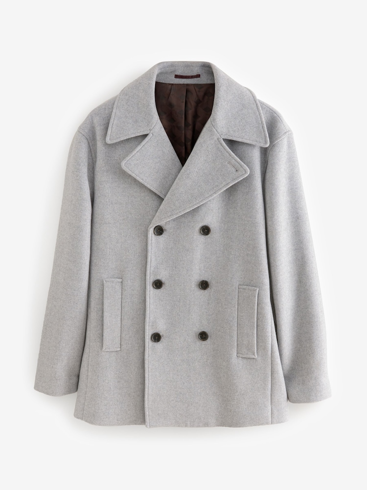 Gris clair - Soft Touch Peacoat with Wool - Image 5 of 9