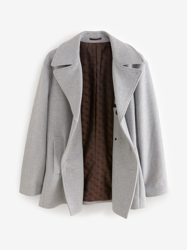 Gris clair - Soft Touch Peacoat with Wool - Image 6 of 9