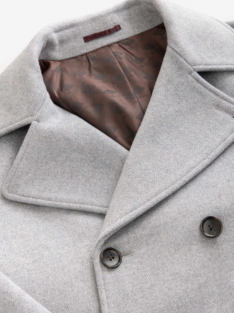 Light Grey Soft Touch Peacoat with Wool - Image 9 of 9