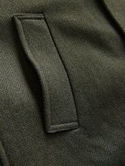Khaki Green Wool Blend Mock Gilet Herringbone Padded Coat - Image 10 of 10