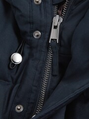 Reiss Navy Gate Quilted Long Hooded Coat - Image 6 of 7