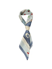 COACH Blue Tabby Cherry Printed Silk Square Scarf - Image 2 of 4