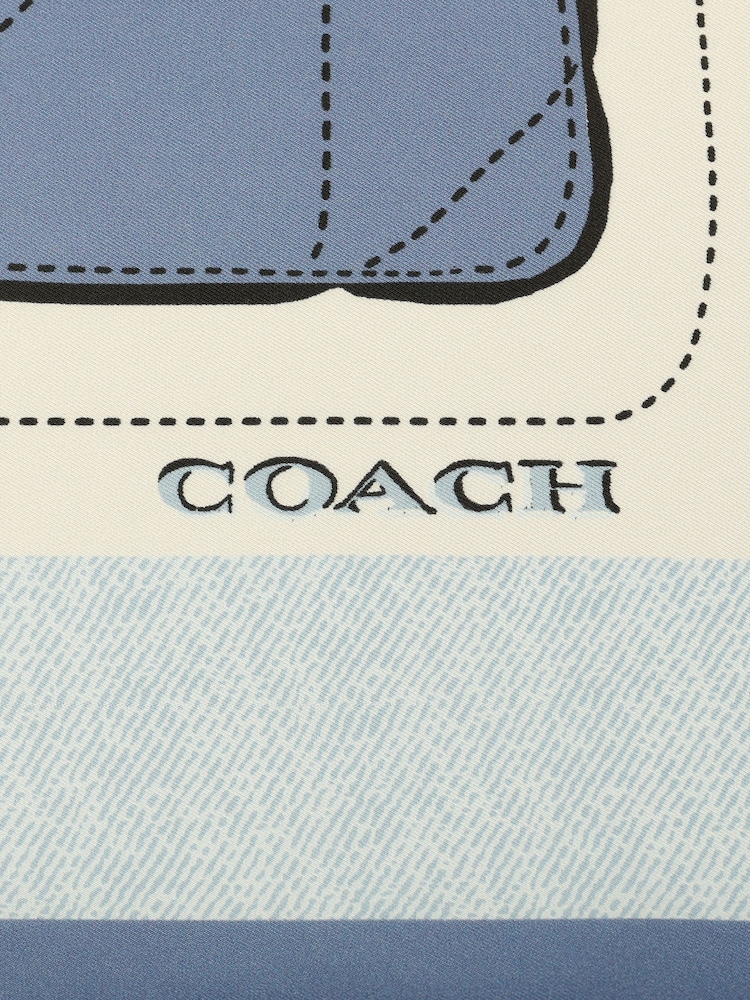 COACH Blue Tabby Cherry Printed Silk Square Scarf - Image 4 of 4