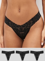 Schwarz - Slip mit floraler Spitze, 3er Pack - Image 1 of 8