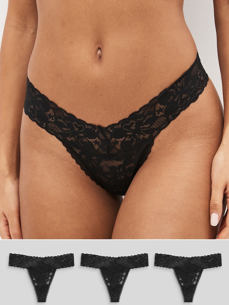 Schwarz - Slip mit floraler Spitze, 3er Pack - Bild 1 von 8 Schwarz - Slip mit floraler Spitze, 3er Pack - Bild 1 von 8