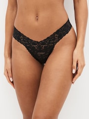 Schwarz - Slip mit floraler Spitze, 3er Pack - Image 2 of 8