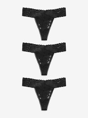 Schwarz - Slip mit floraler Spitze, 3er Pack - Image 5 of 8