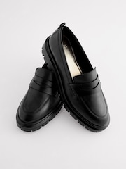 Black Forever Comfort Leather Cleated Sole Loafer Shoes - Image 5 of 8